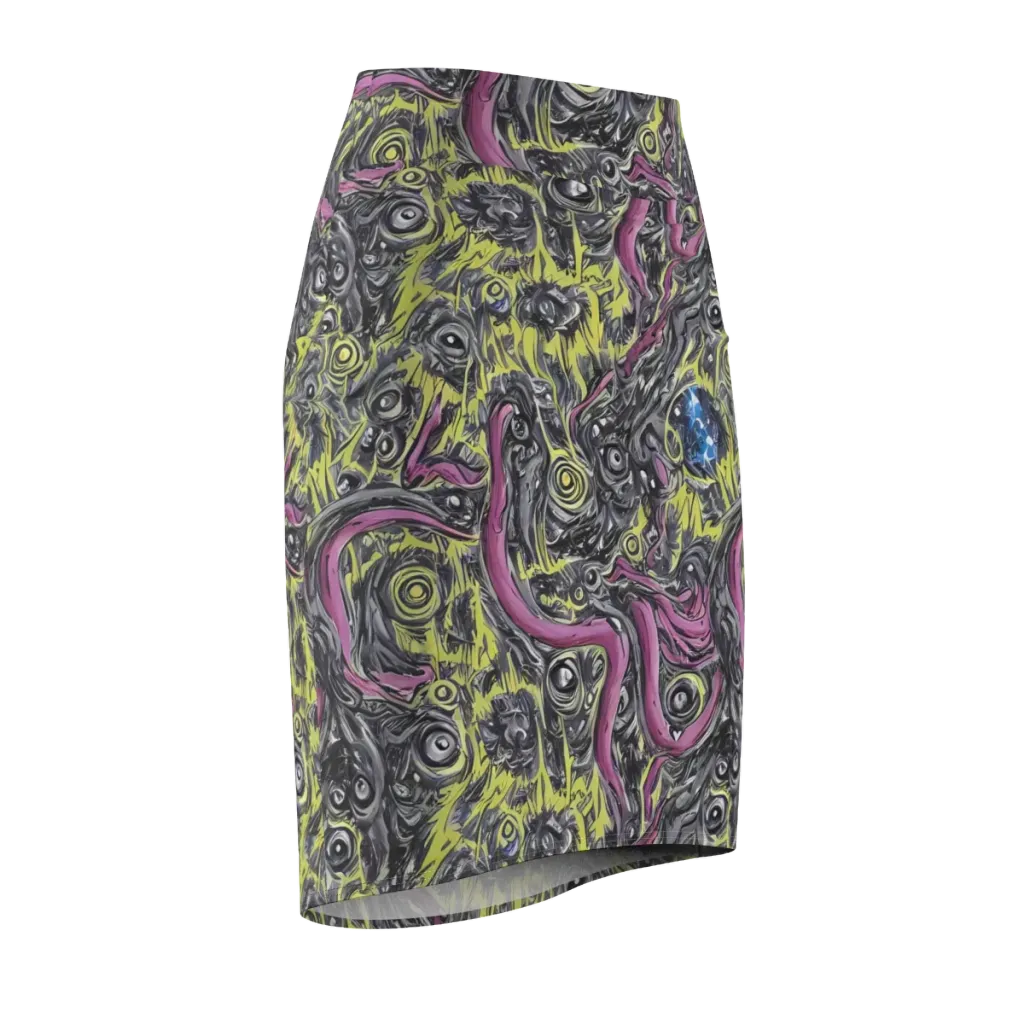Acid Gaze on Pencil Skirt — Front Side