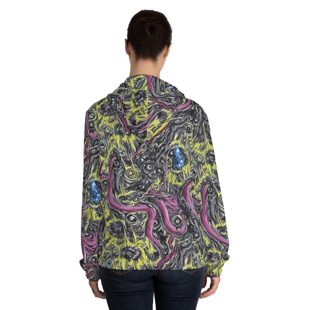 Acid Gaze on Women's Full-Zip Hoodie — Back On Person