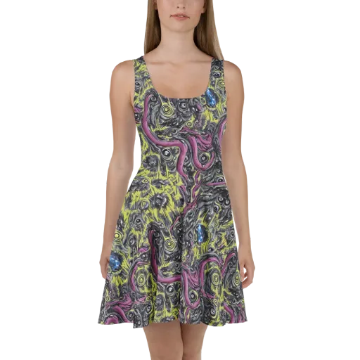 Acid Gaze on a Skater Dress