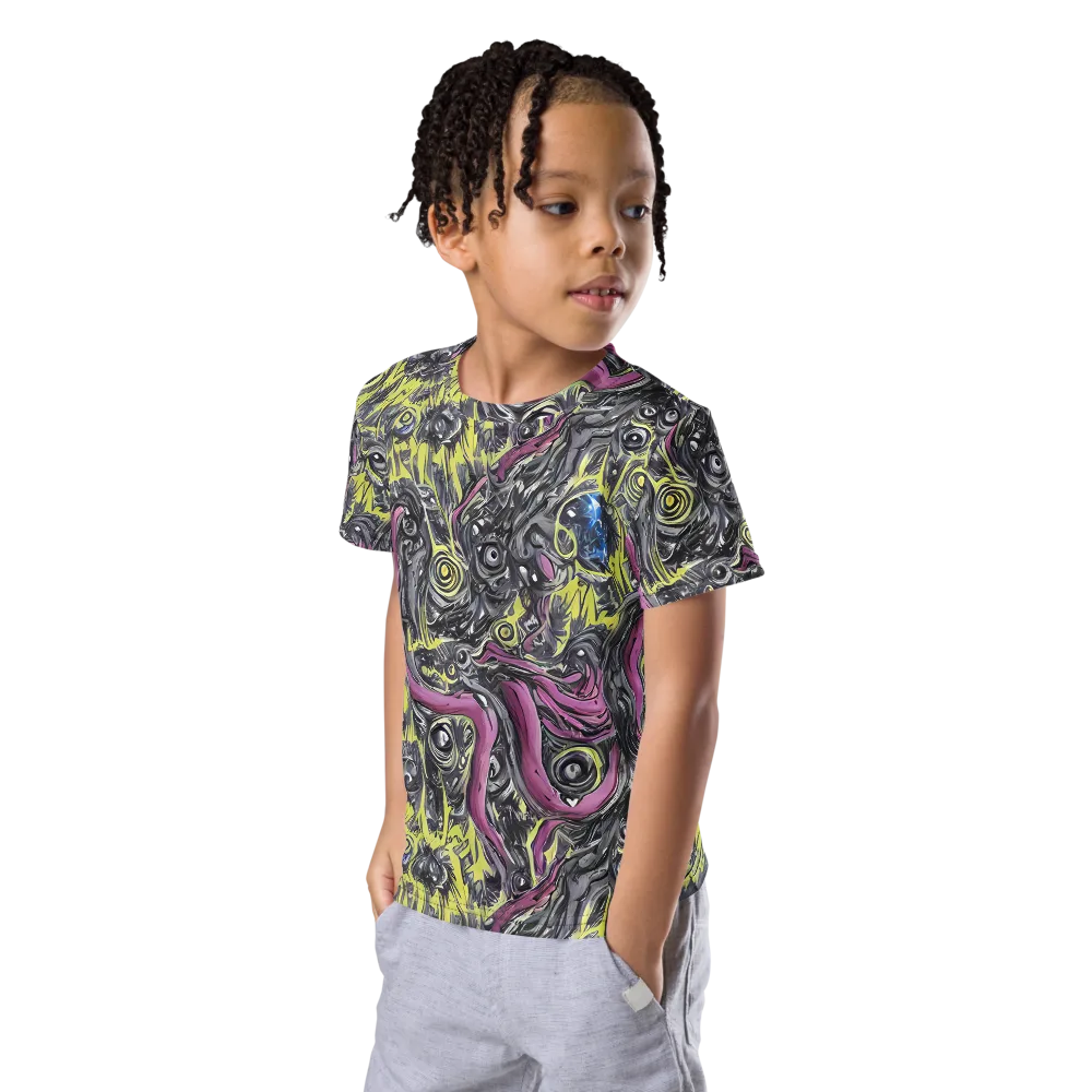 Acid Gaze on Kids Crew Neck T-Shirt — Left Front