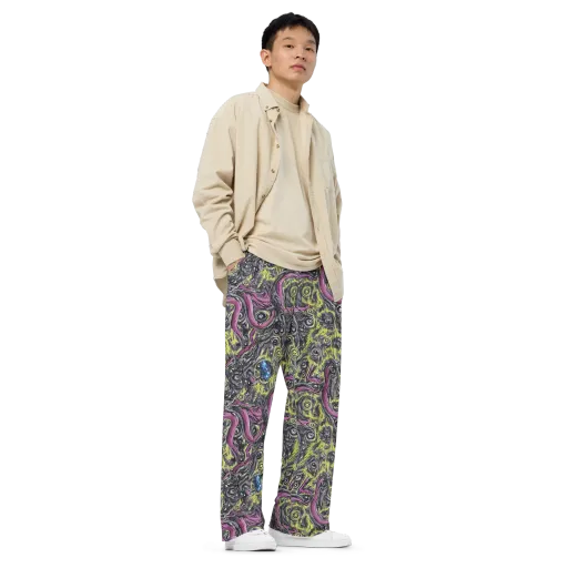 Acid Gaze on a Wide-Leg Pants