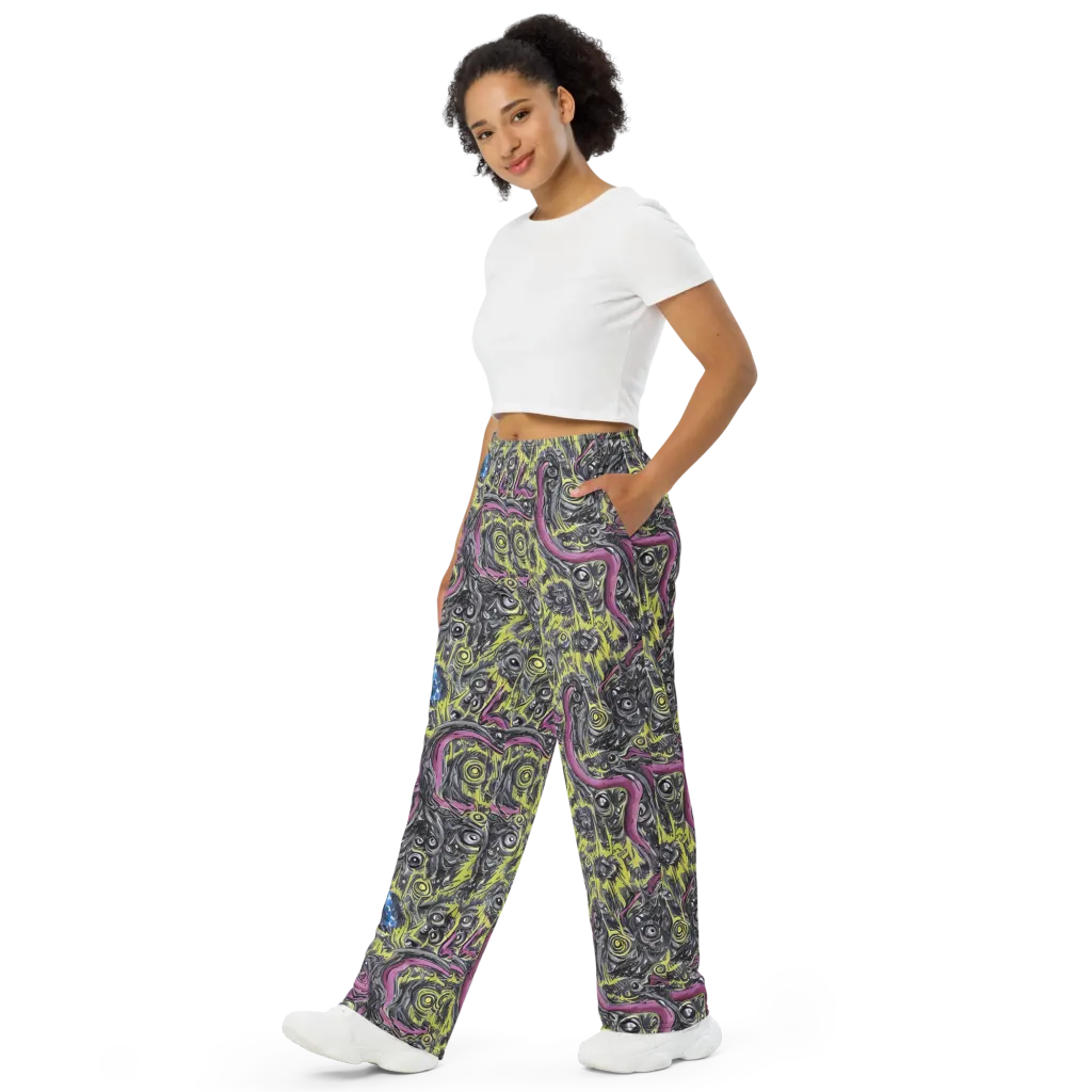 Acid Gaze on Wide-Leg Pants — Left Front