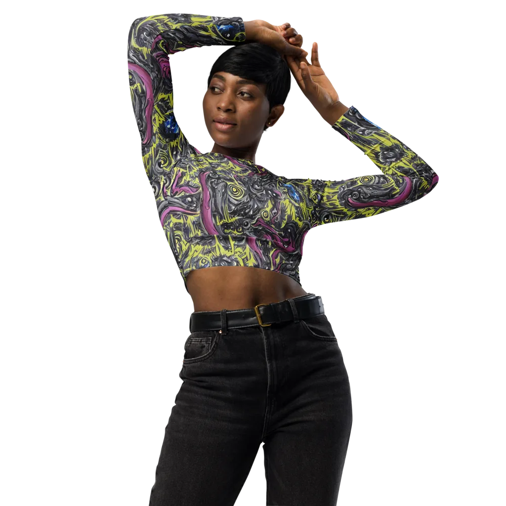 Acid Gaze on Long Sleeve Crop Top — Front