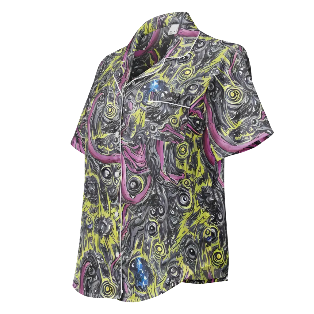 Acid Gaze on Women's Short Sleeve Pajama Top — Left Front