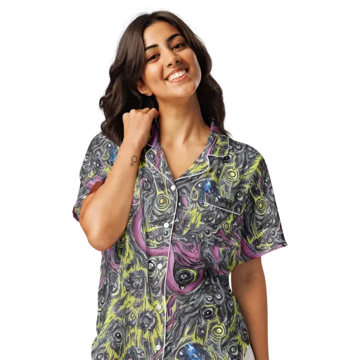 Acid Gaze on a Women's Short Sleeve Pajama Top