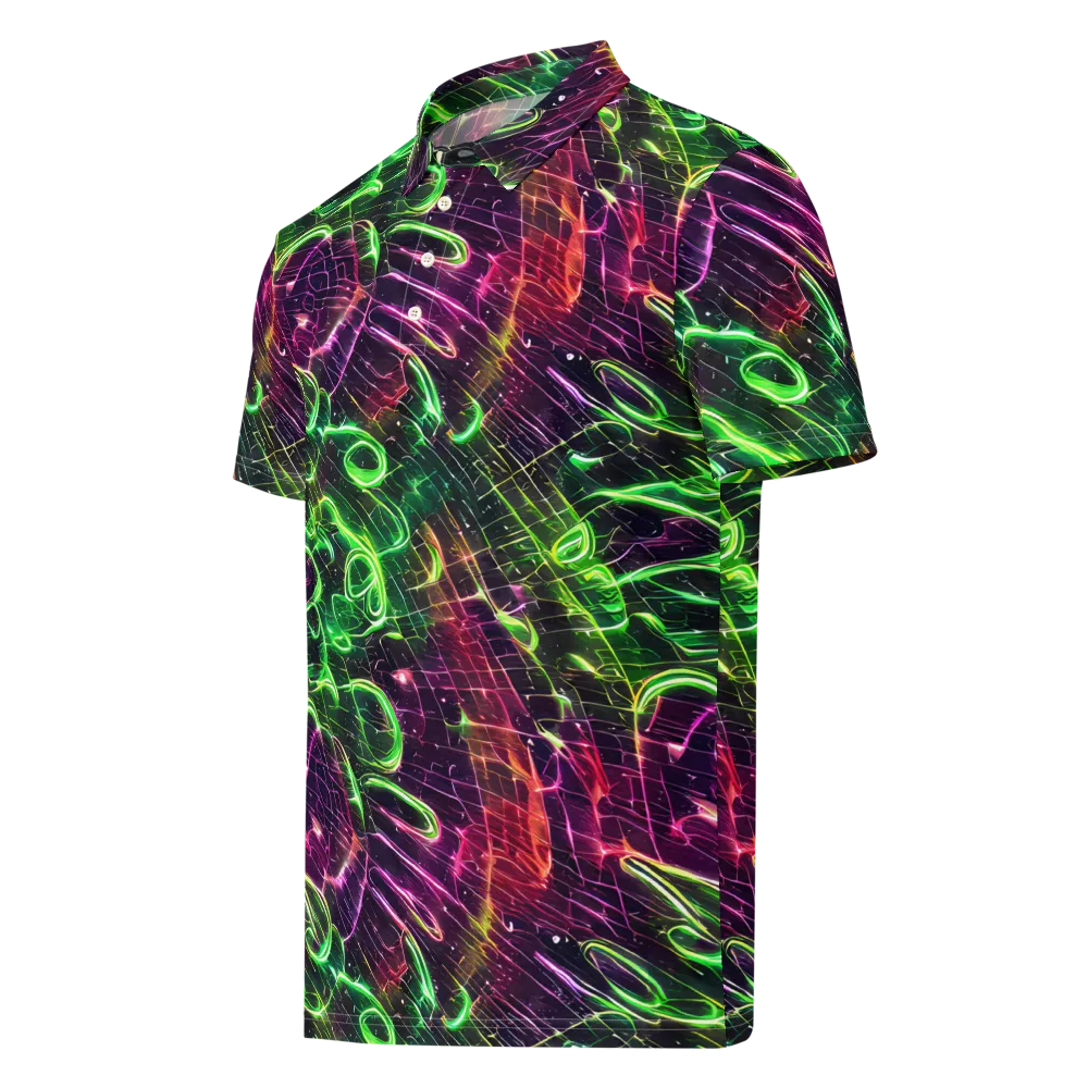 Quantum Ribbons on Men's Slim Fit Polo Shirt — Left Front