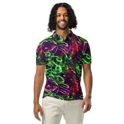 Quantum Ribbons on a Men's Slim Fit Polo Shirt