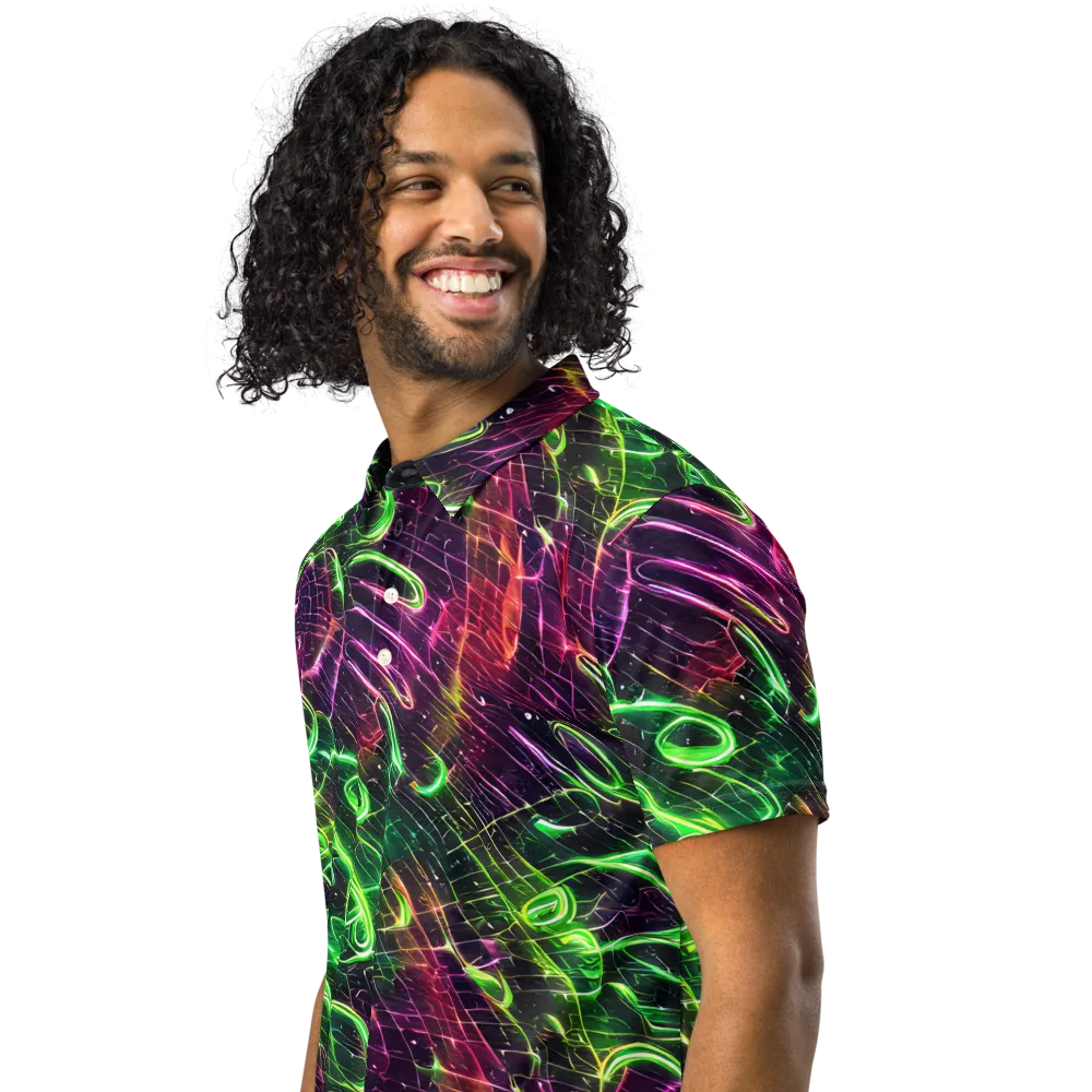 Quantum Ribbons on Men's Slim Fit Polo Shirt — Left Front