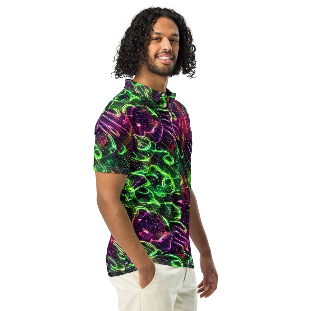 Quantum Ribbons on Men's Slim Fit Polo Shirt — Right Front