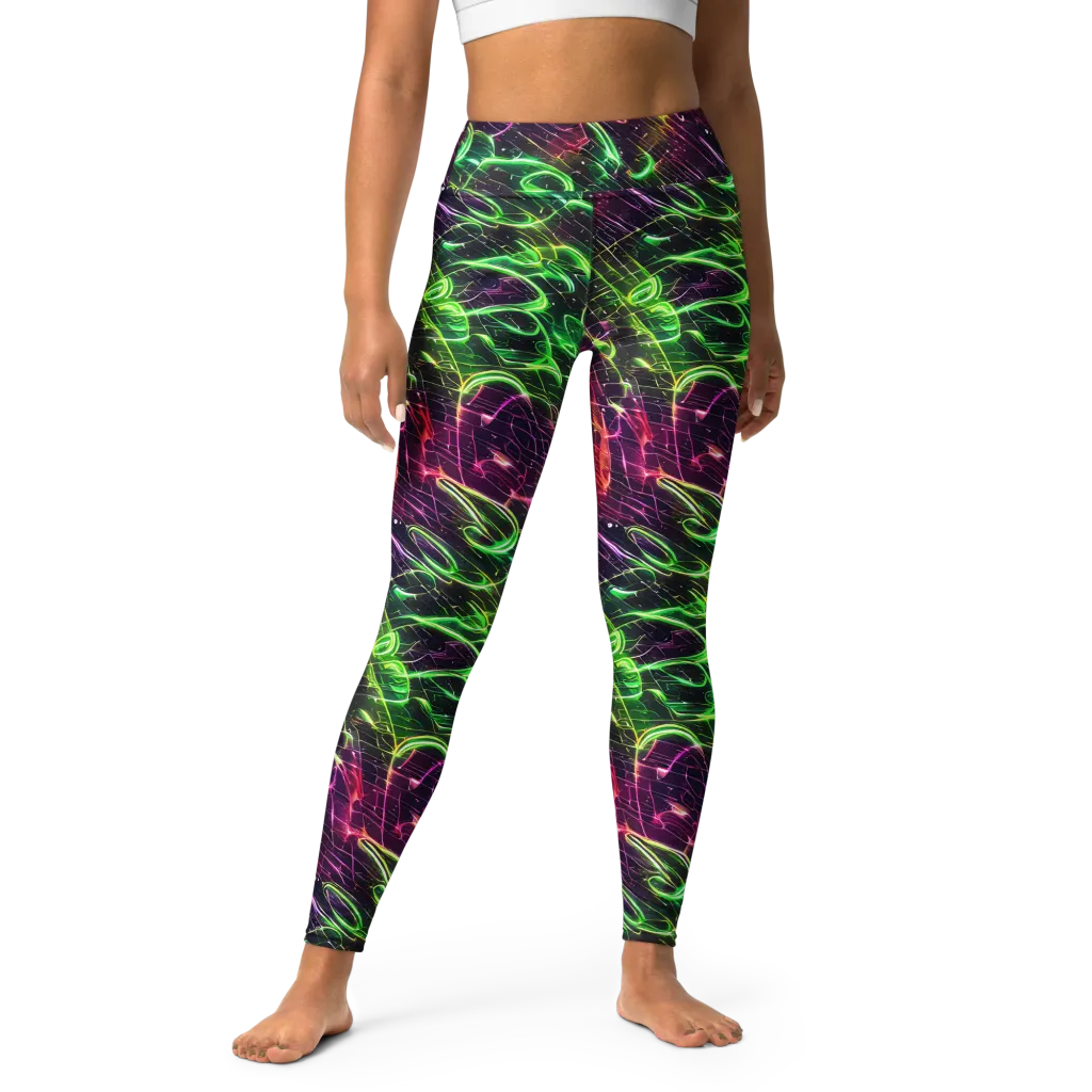 Quantum Ribbons on Yoga Leggings — Front