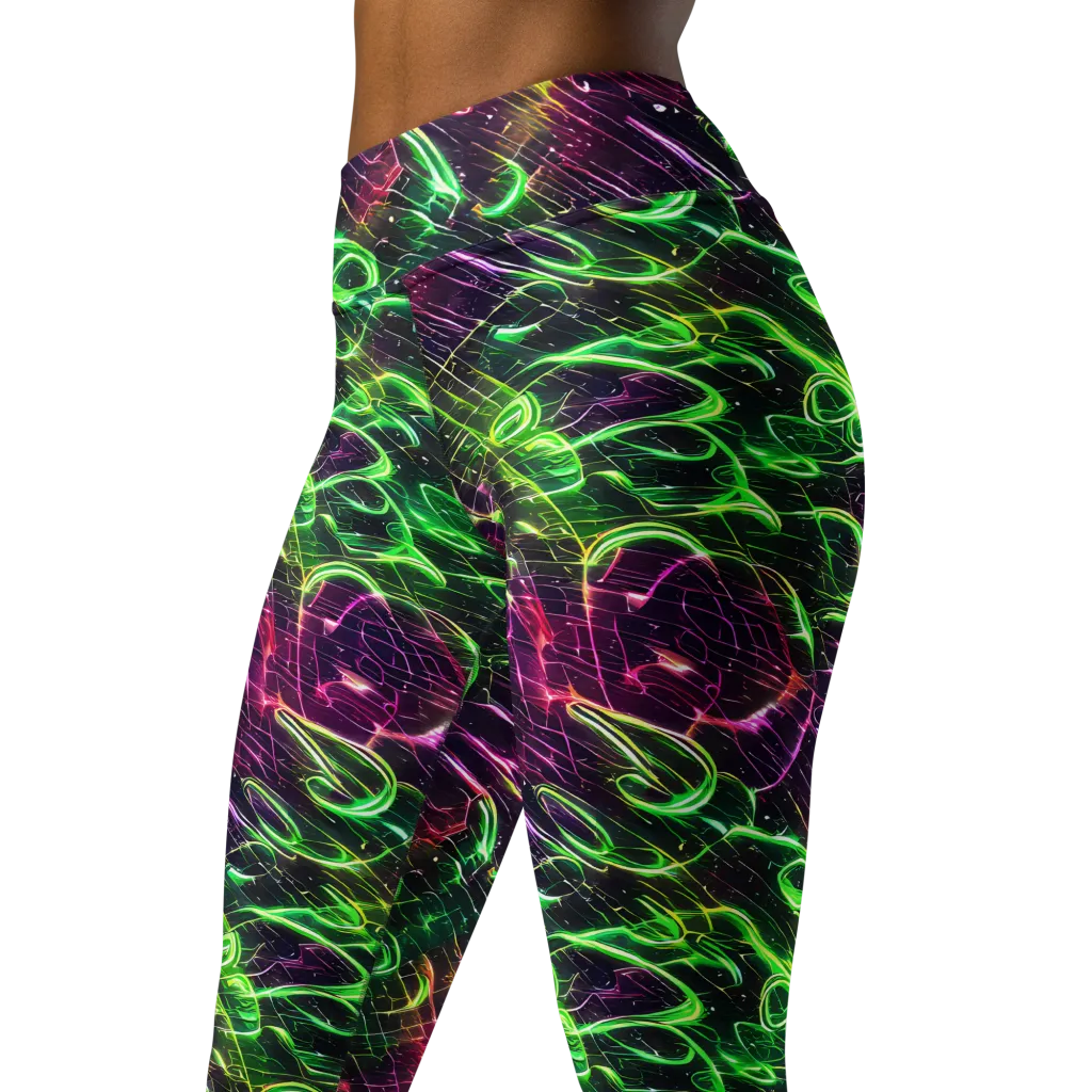 Quantum Ribbons on Yoga Leggings — Left Front