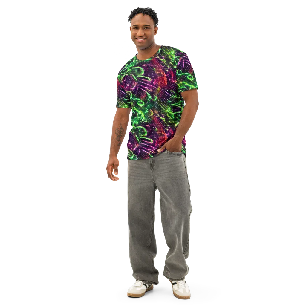Quantum Ribbons on Men's Cotton Crew Neck T-Shirt — Front