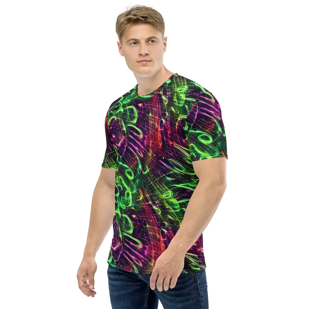 Quantum Ribbons on Men's Crew Neck T-Shirt — Left