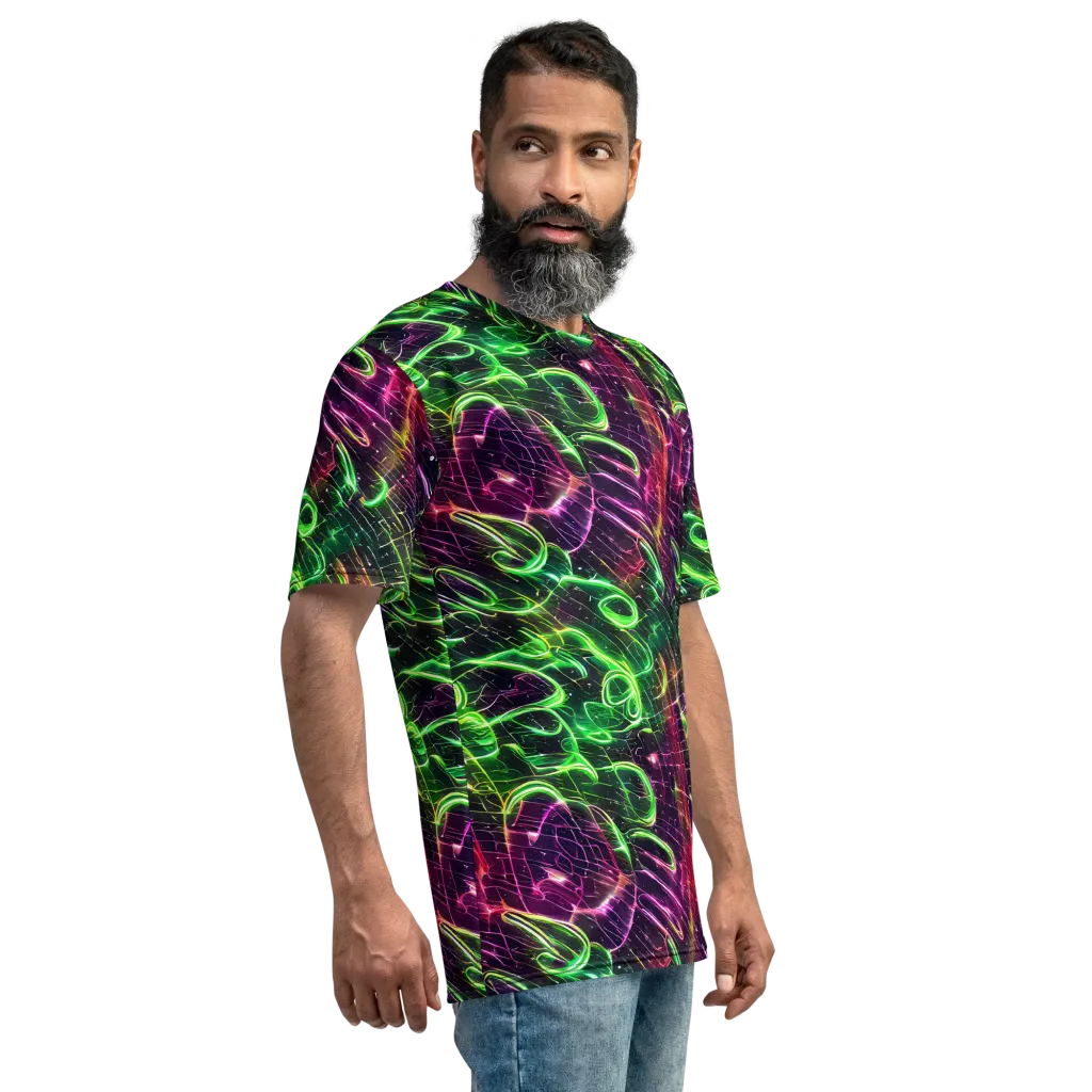 Quantum Ribbons on Men's Crew Neck T-Shirt — Right