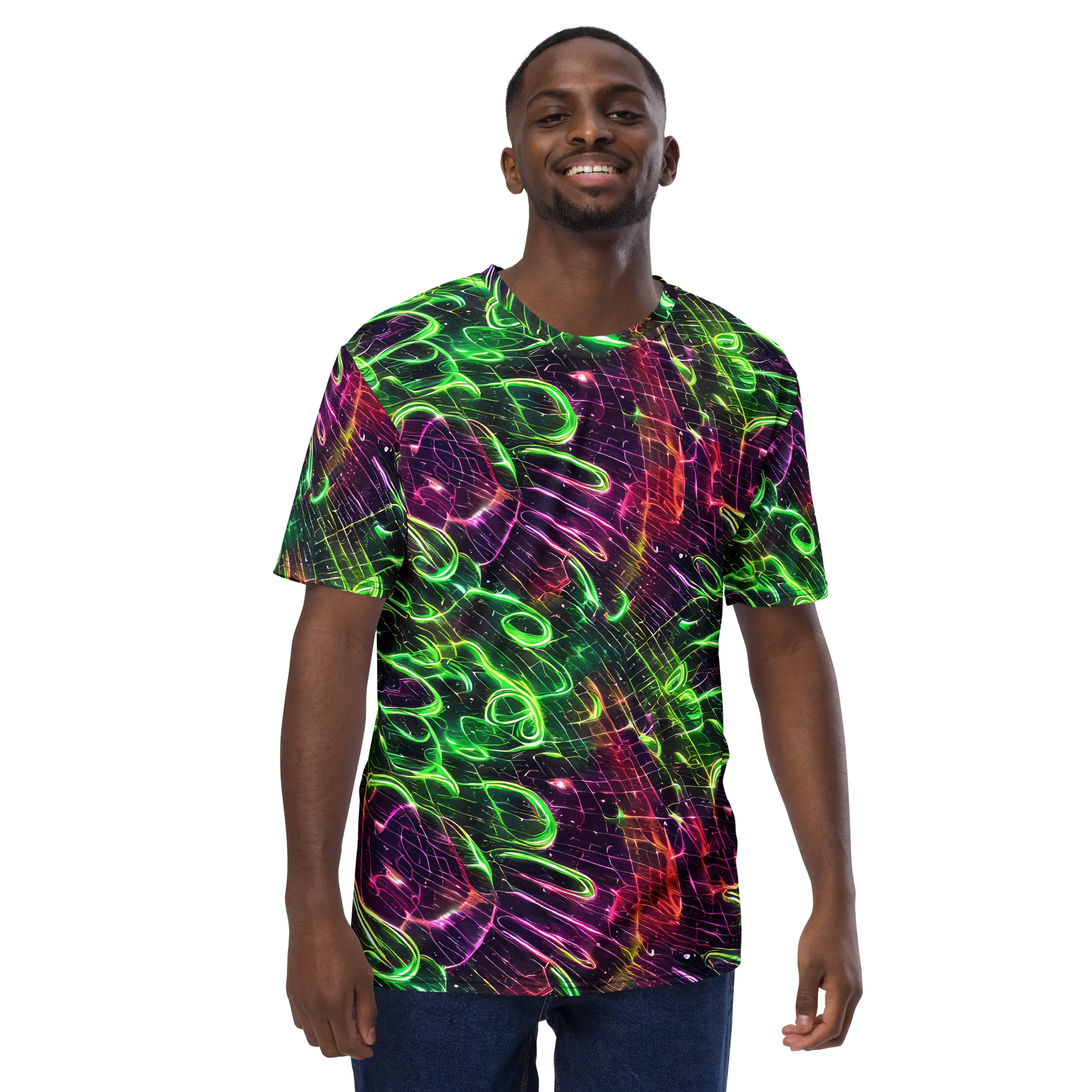 Quantum Ribbons on Men's Crew Neck T-Shirt — Front
