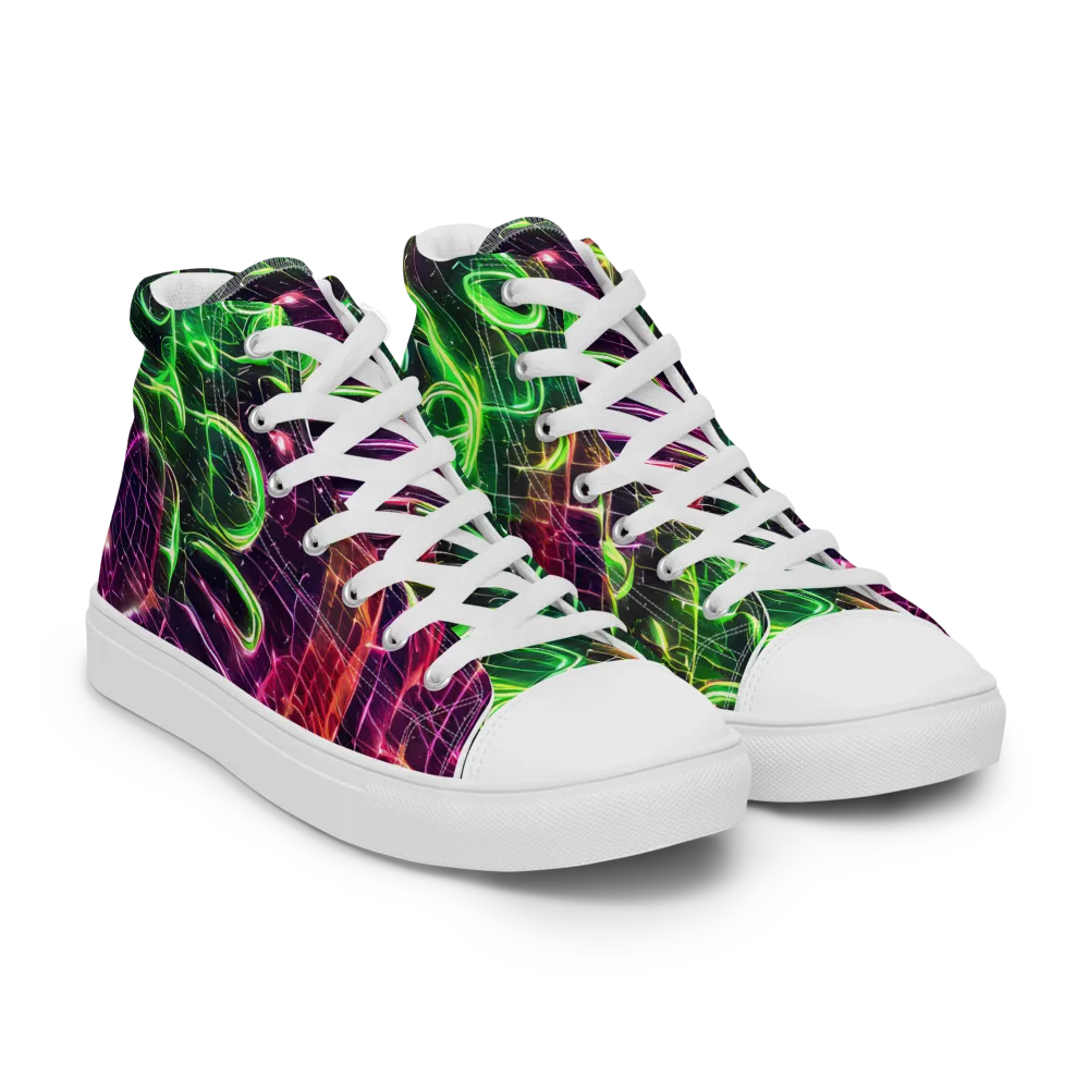 Quantum Ribbons on Men's High Top Canvas Shoes — Right Front