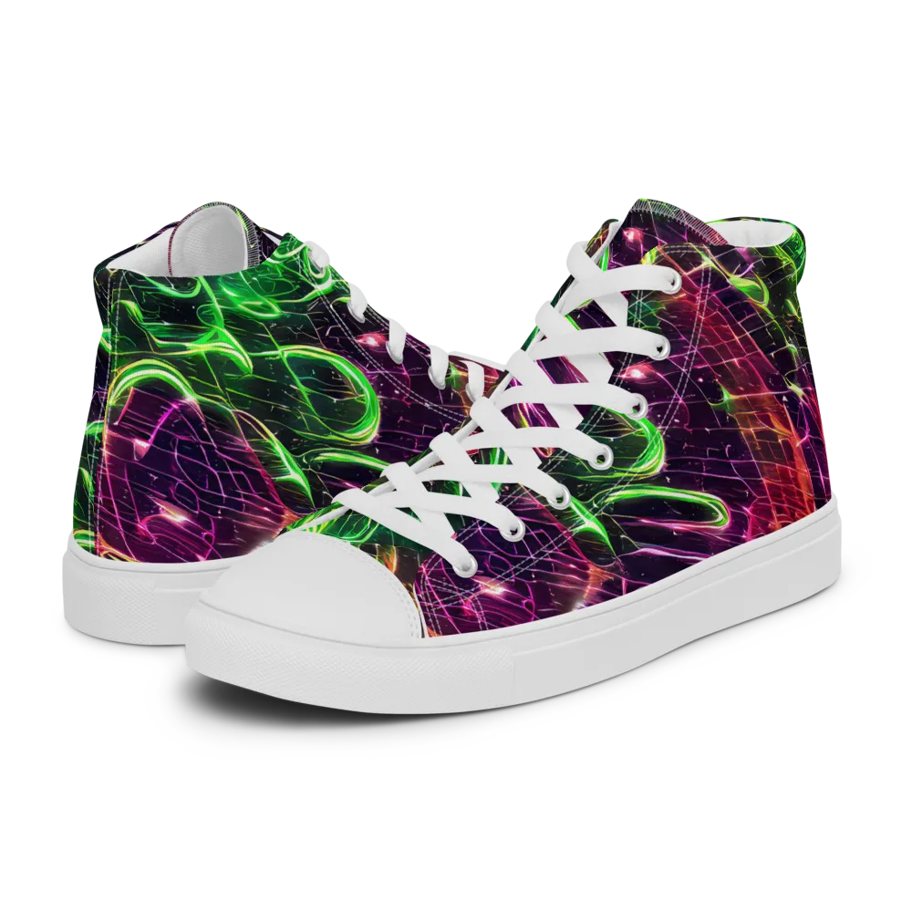 Quantum Ribbons on Men's High Top Canvas Shoes — Left