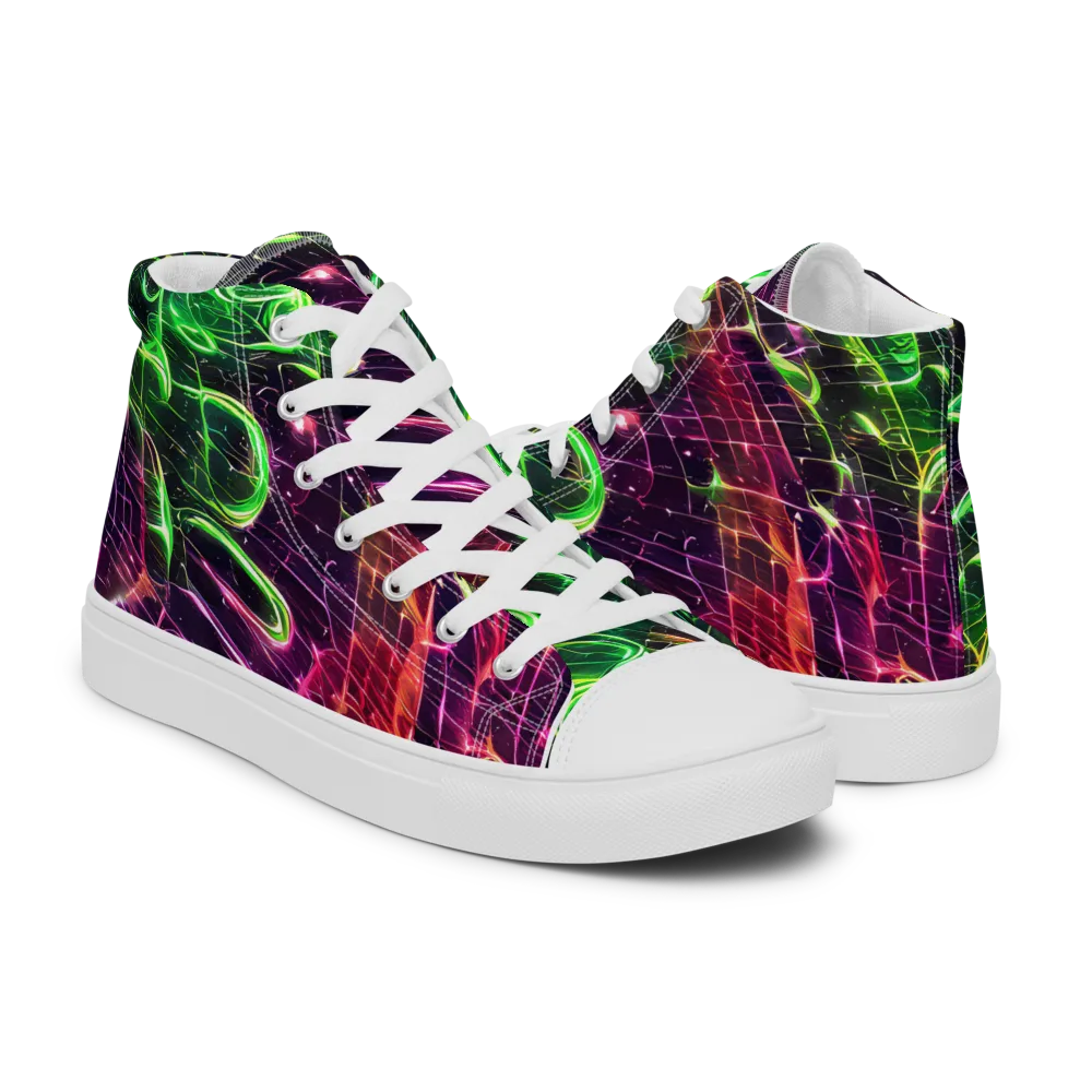 Quantum Ribbons on Men's High Top Canvas Shoes — Right