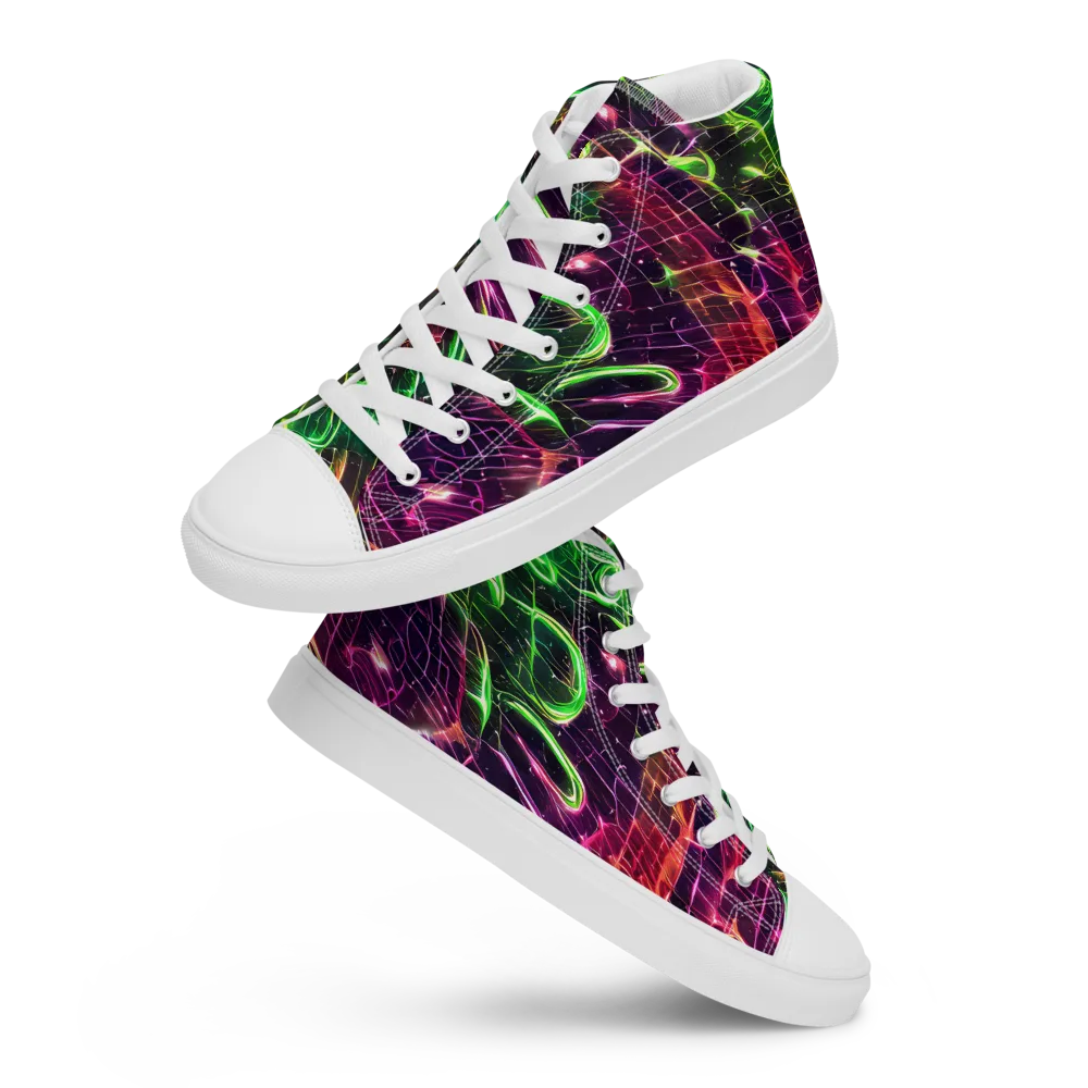 Quantum Ribbons on Men's High Top Canvas Shoes — Front