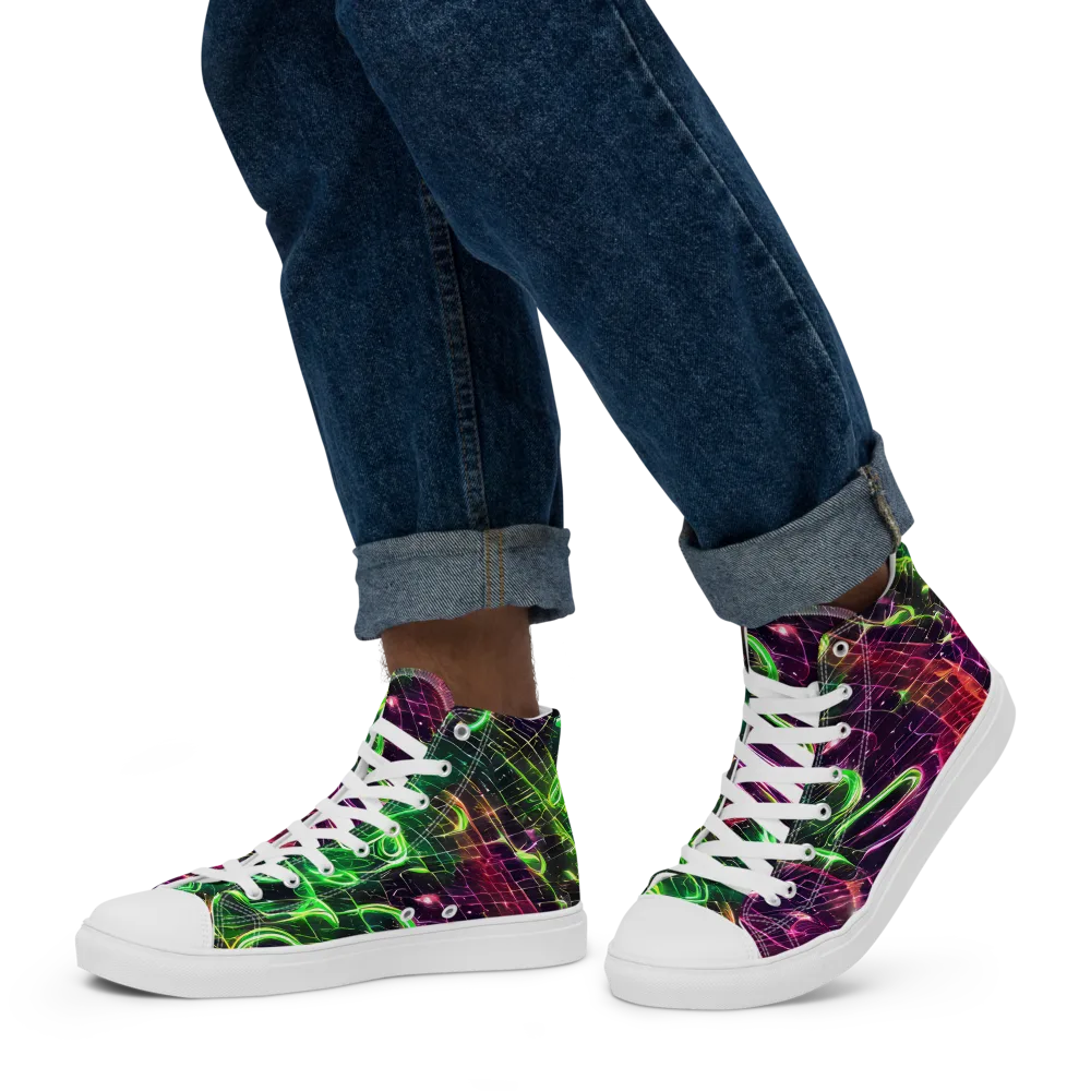 Quantum Ribbons on Men's High Top Canvas Shoes — Left