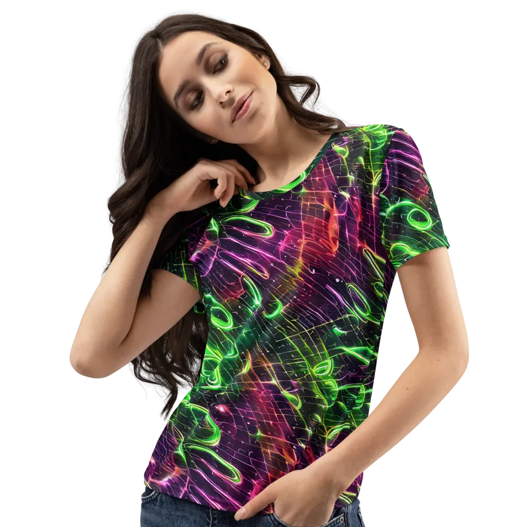 Quantum Ribbons on Women's Crew Neck T-Shirt — Left Front