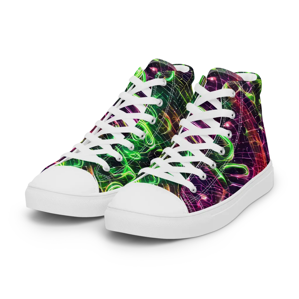 Quantum Ribbons on Women's High Top Canvas Shoes — Left Front