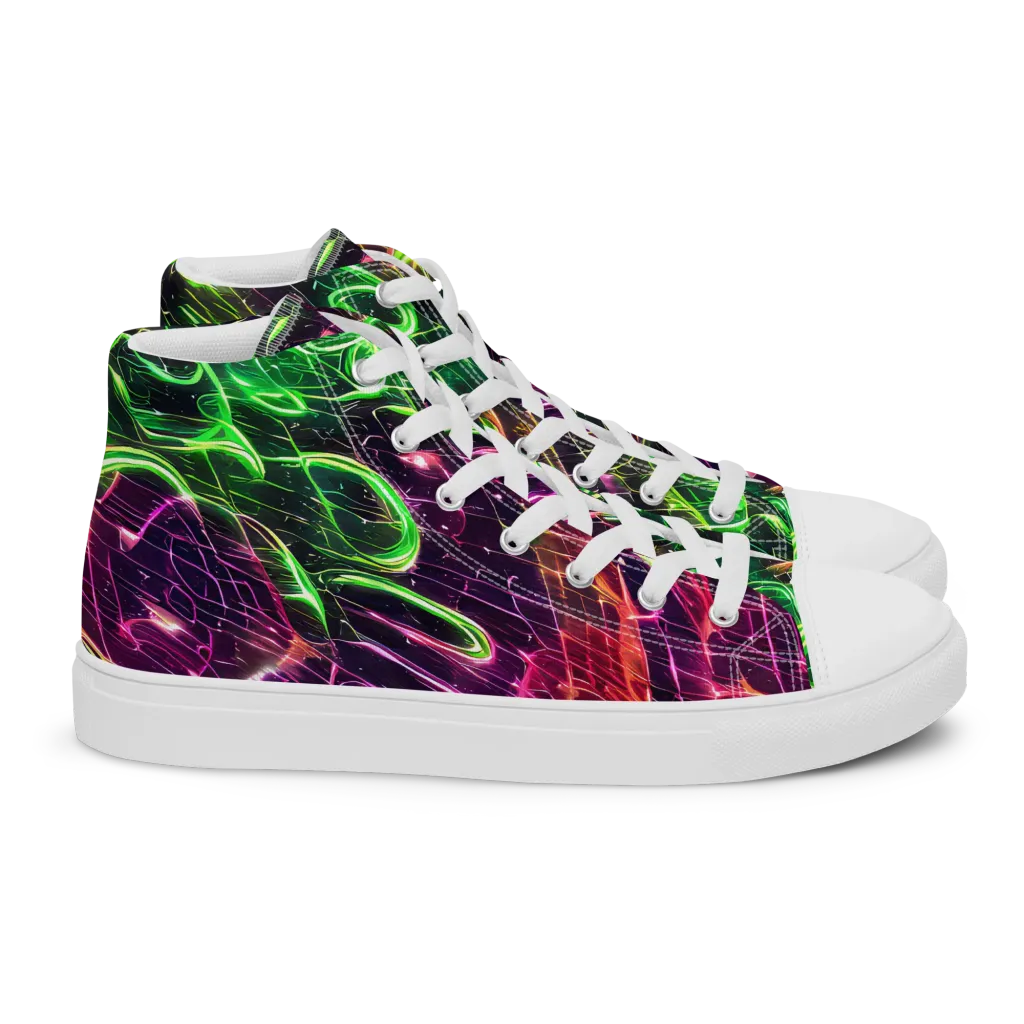 Quantum Ribbons on Women's High Top Canvas Shoes — Right