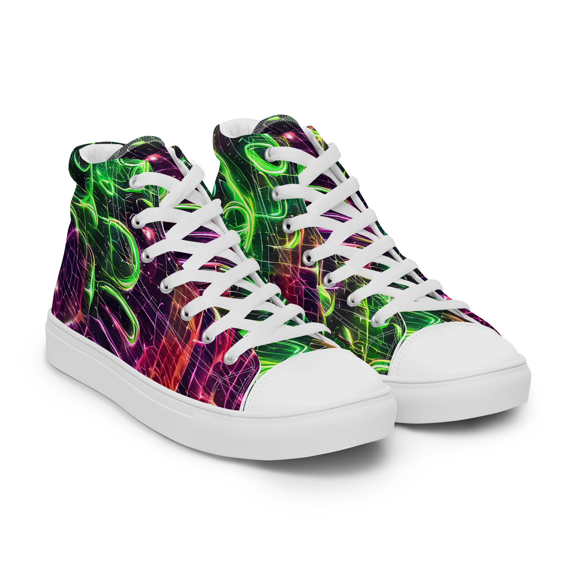 Quantum Ribbons on Women's High Top Canvas Shoes — Right Front