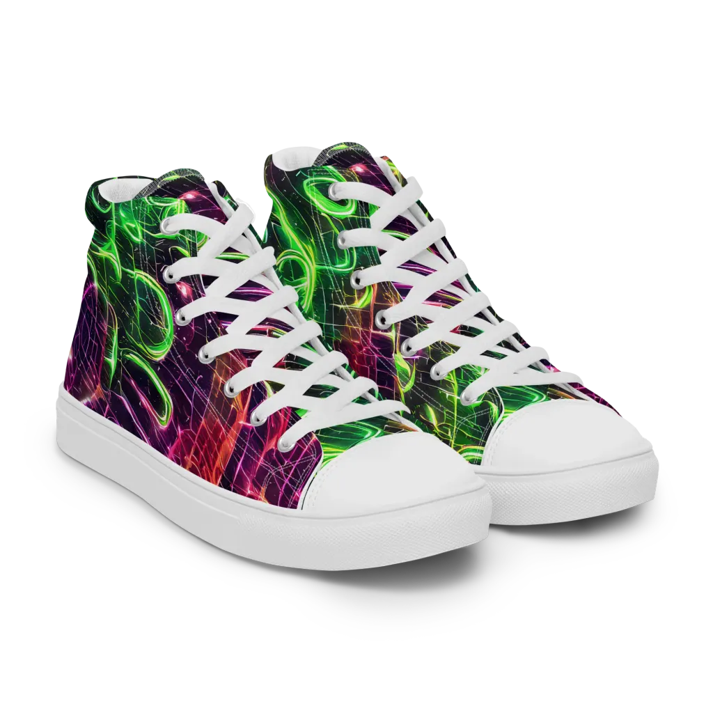 Quantum Ribbons on Women's High Top Canvas Shoes — Right Front