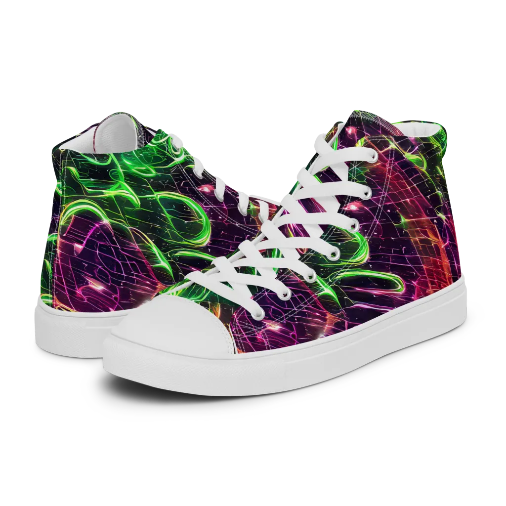 Quantum Ribbons on Women's High Top Canvas Shoes — Left