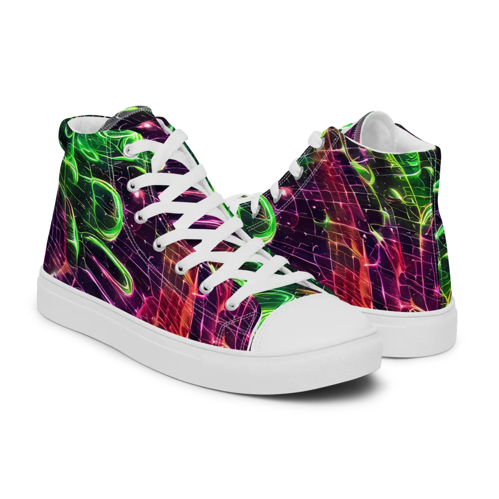 Quantum Ribbons on Women's High Top Canvas Shoes — Right