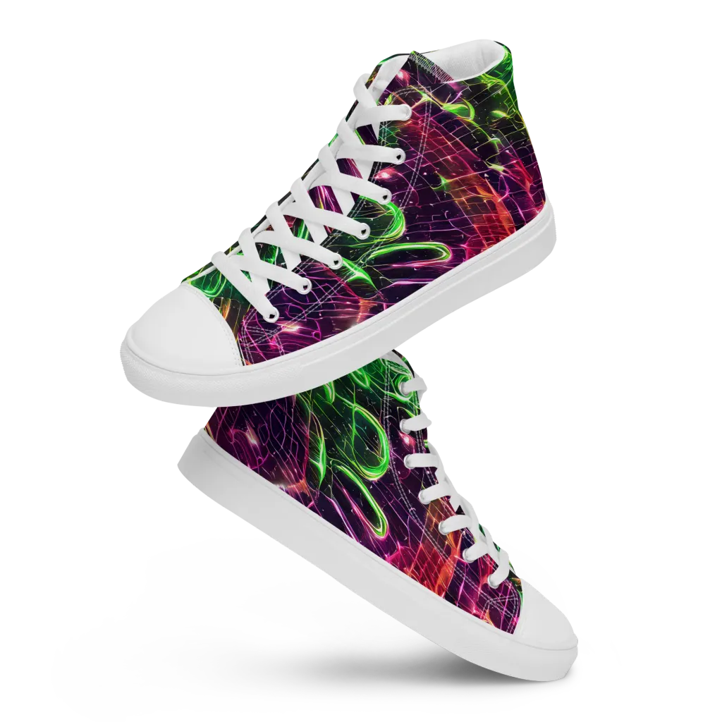 Quantum Ribbons on Women's High Top Canvas Shoes — Front