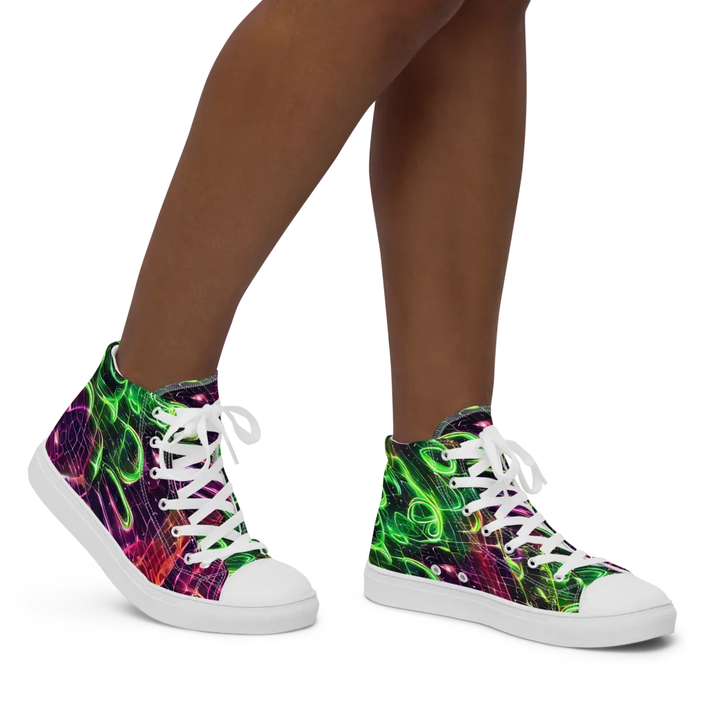 Quantum Ribbons on Women's High Top Canvas Shoes — Right