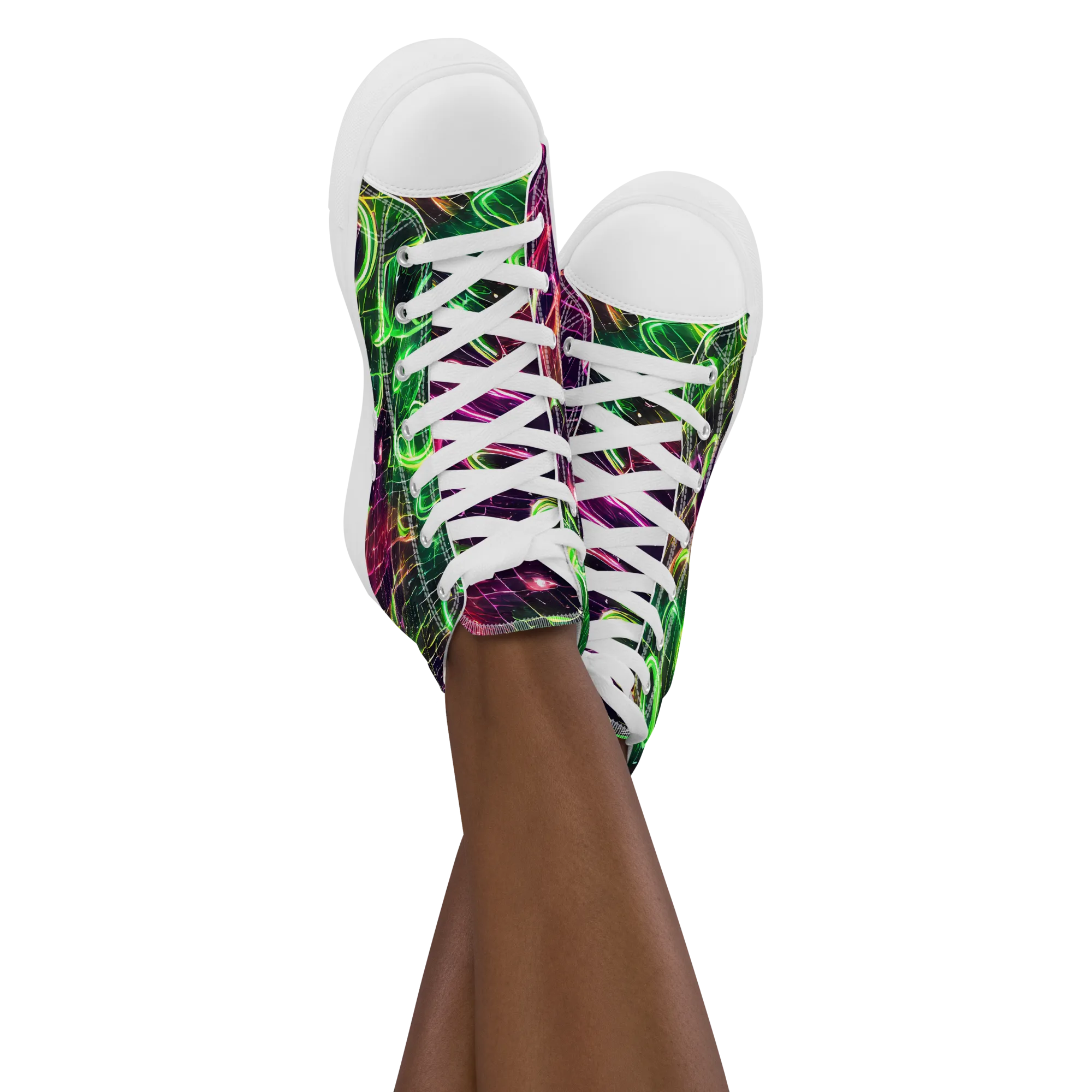 Quantum Ribbons on Women's High Top Canvas Shoes — Front