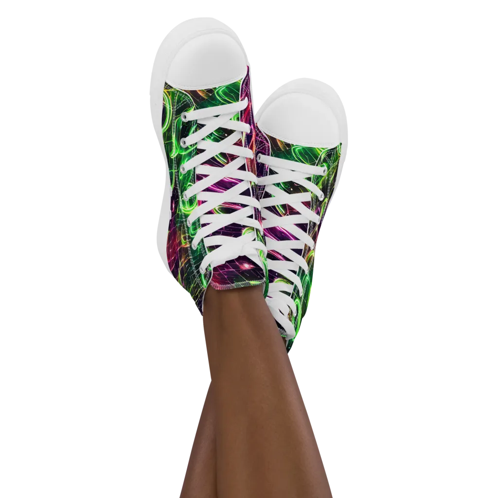 Quantum Ribbons on Women's High Top Canvas Shoes — Front
