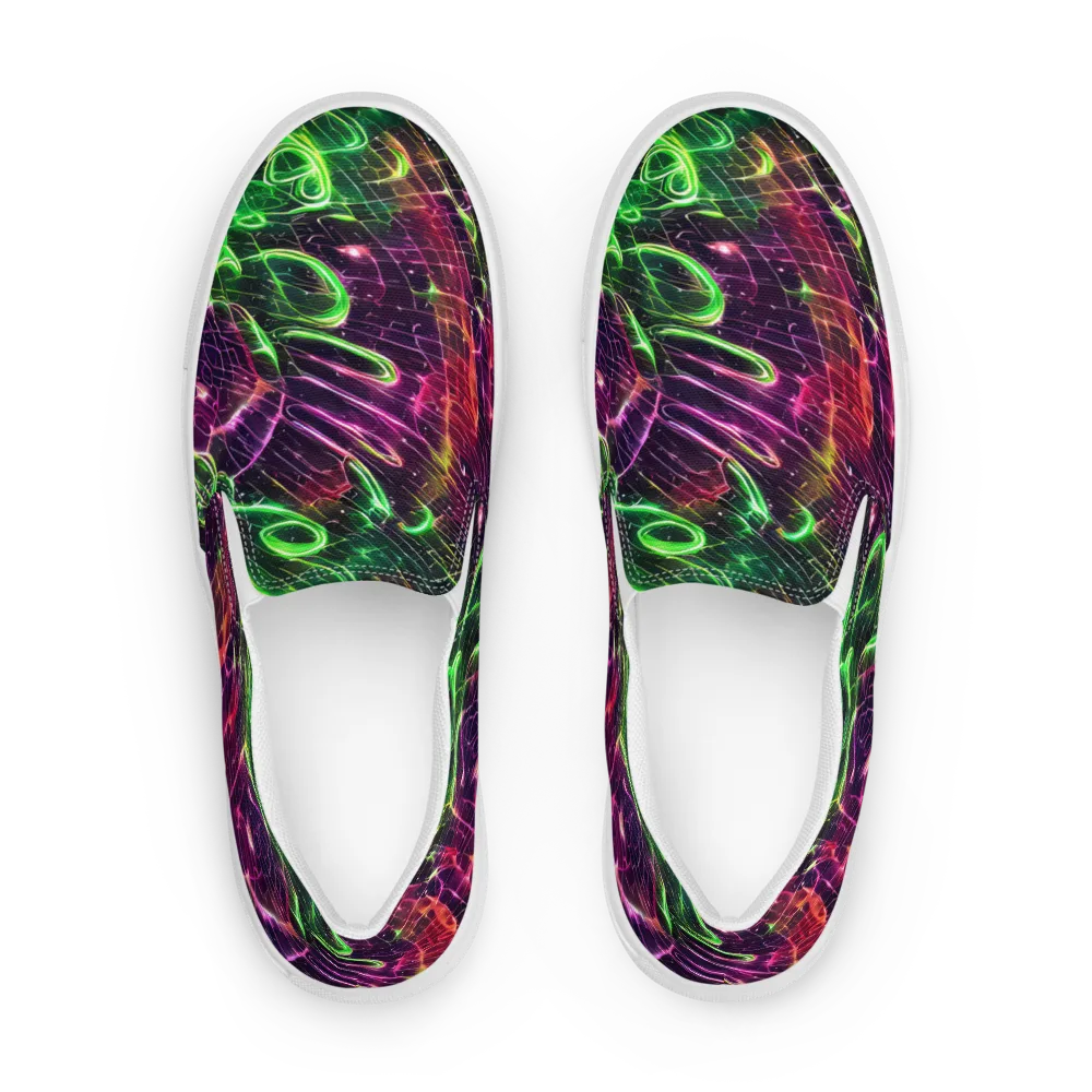 Quantum Ribbons on Men's Slip-On Canvas Shoes — Front