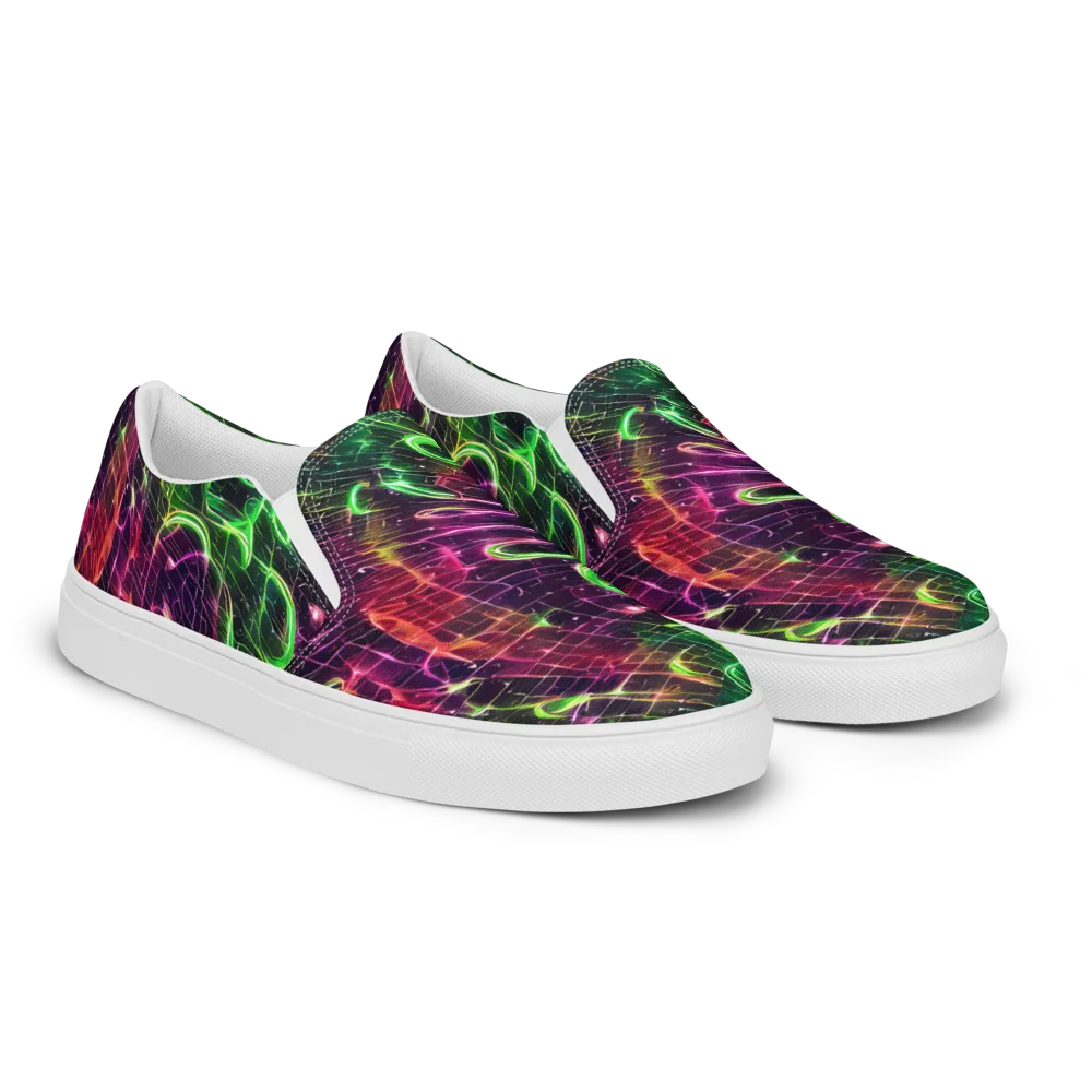 Quantum Ribbons on Men's Slip-On Canvas Shoes — Right Front