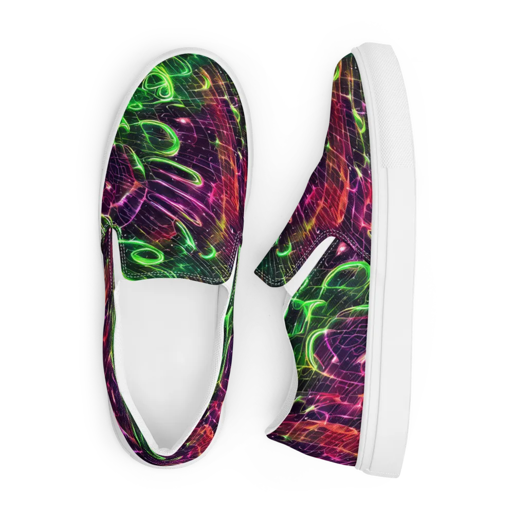 Quantum Ribbons on Men's Slip-On Canvas Shoes — Front