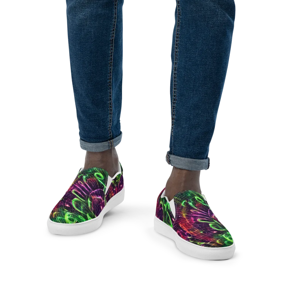 Quantum Ribbons on Men's Slip-On Canvas Shoes — Front