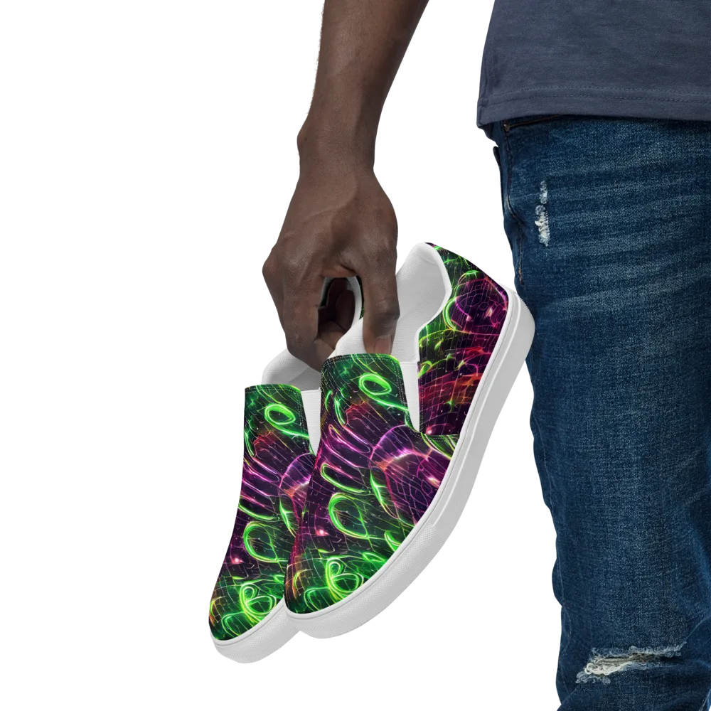 Quantum Ribbons on Men's Slip-On Canvas Shoes — Left Front