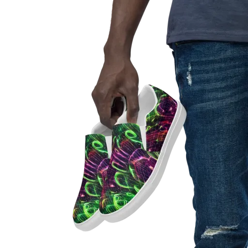 Quantum Ribbons on a Men's Slip-On Canvas Shoes