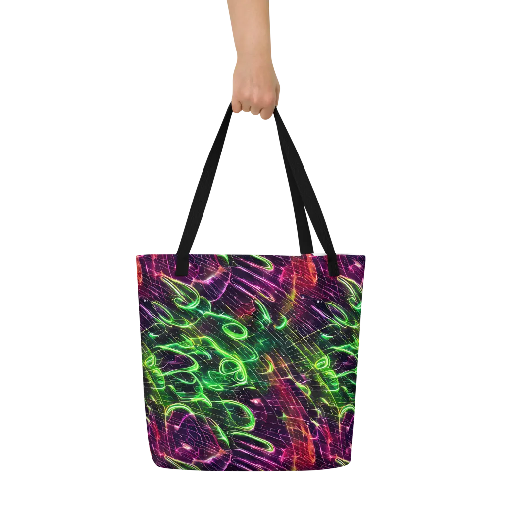 Quantum Ribbons on Large Tote Bag W/ Pocket — Front