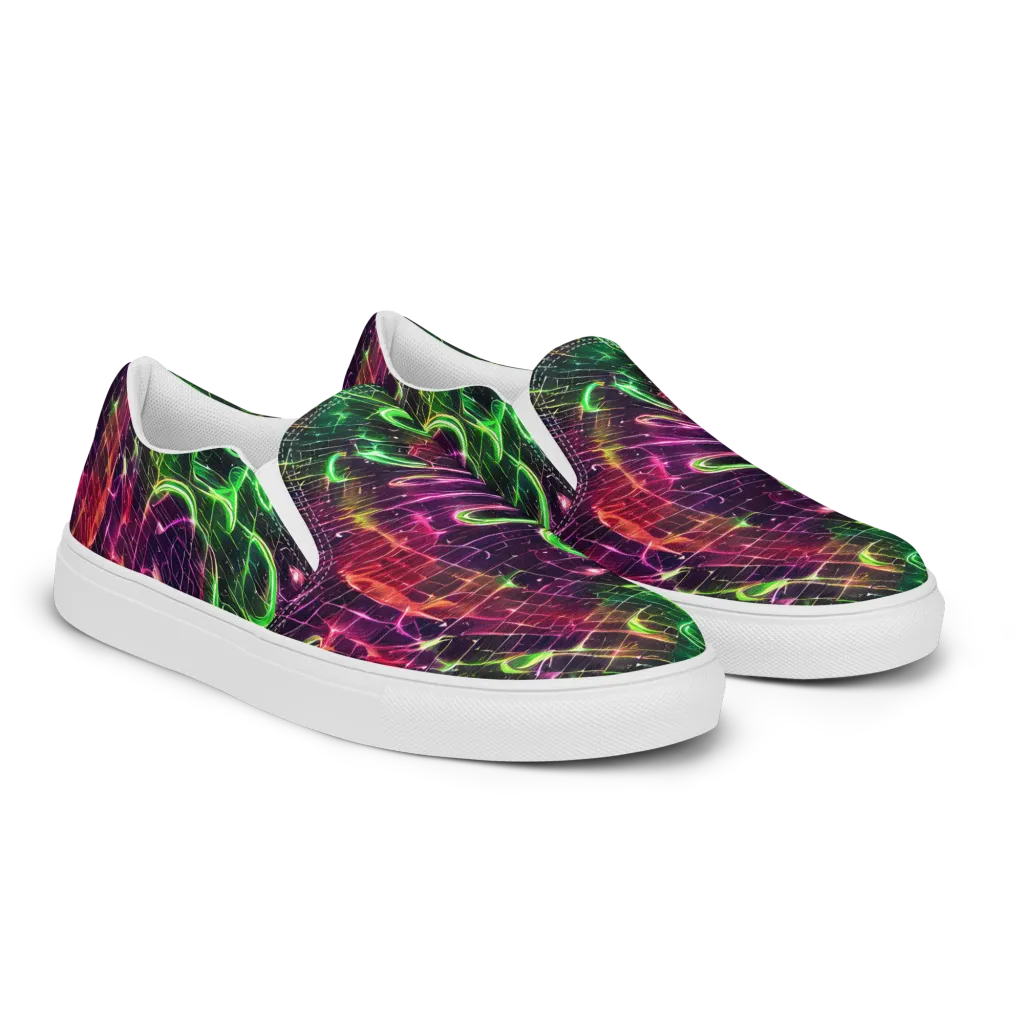 Quantum Ribbons on Women's Slip-On Canvas Shoes — Right Front