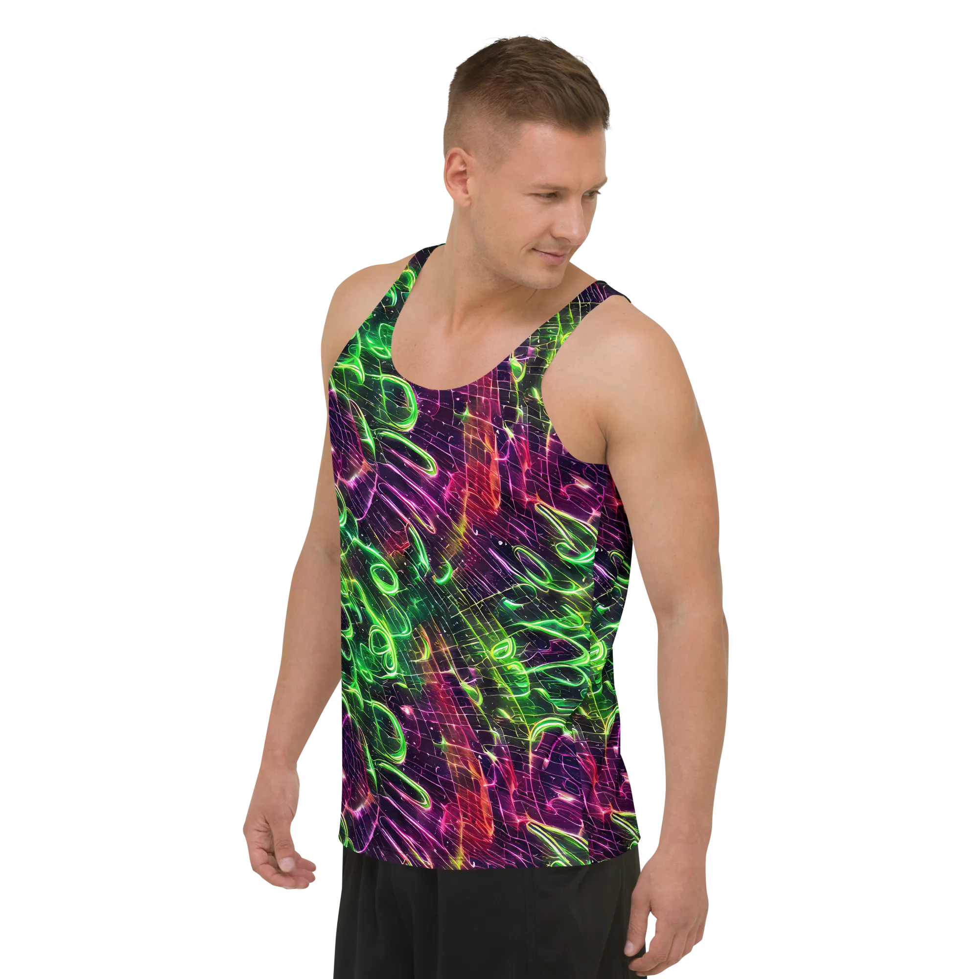 Quantum Ribbons on Men's Tank Top — Left Front