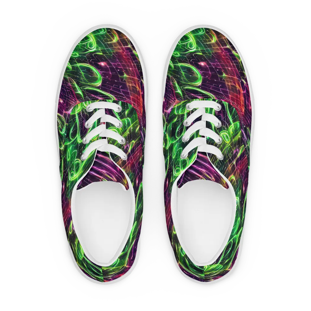Quantum Ribbons on Men's Lace-Up Canvas Shoes — Front