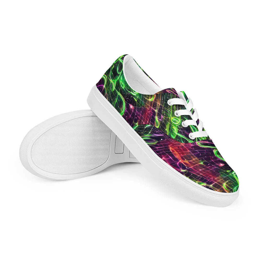 Quantum Ribbons on Men's Lace-Up Canvas Shoes — Right Front