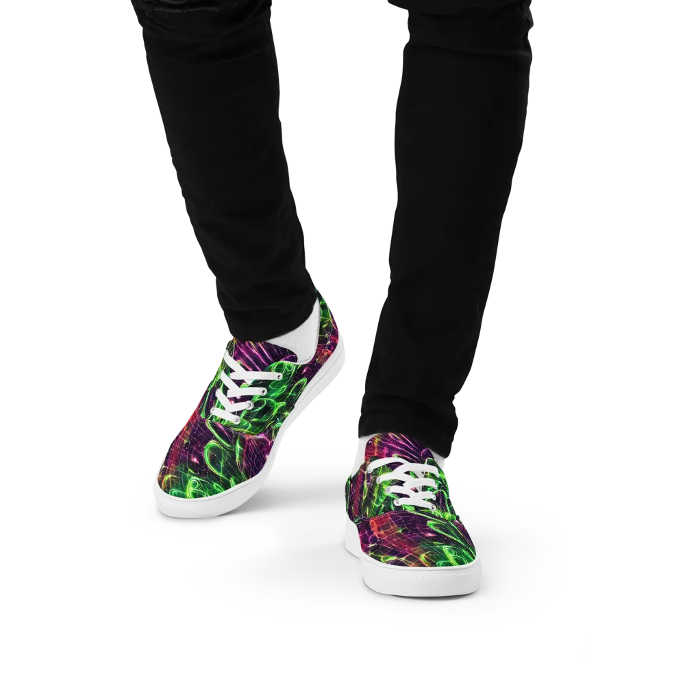 Quantum Ribbons on Men's Lace-Up Canvas Shoes — Front