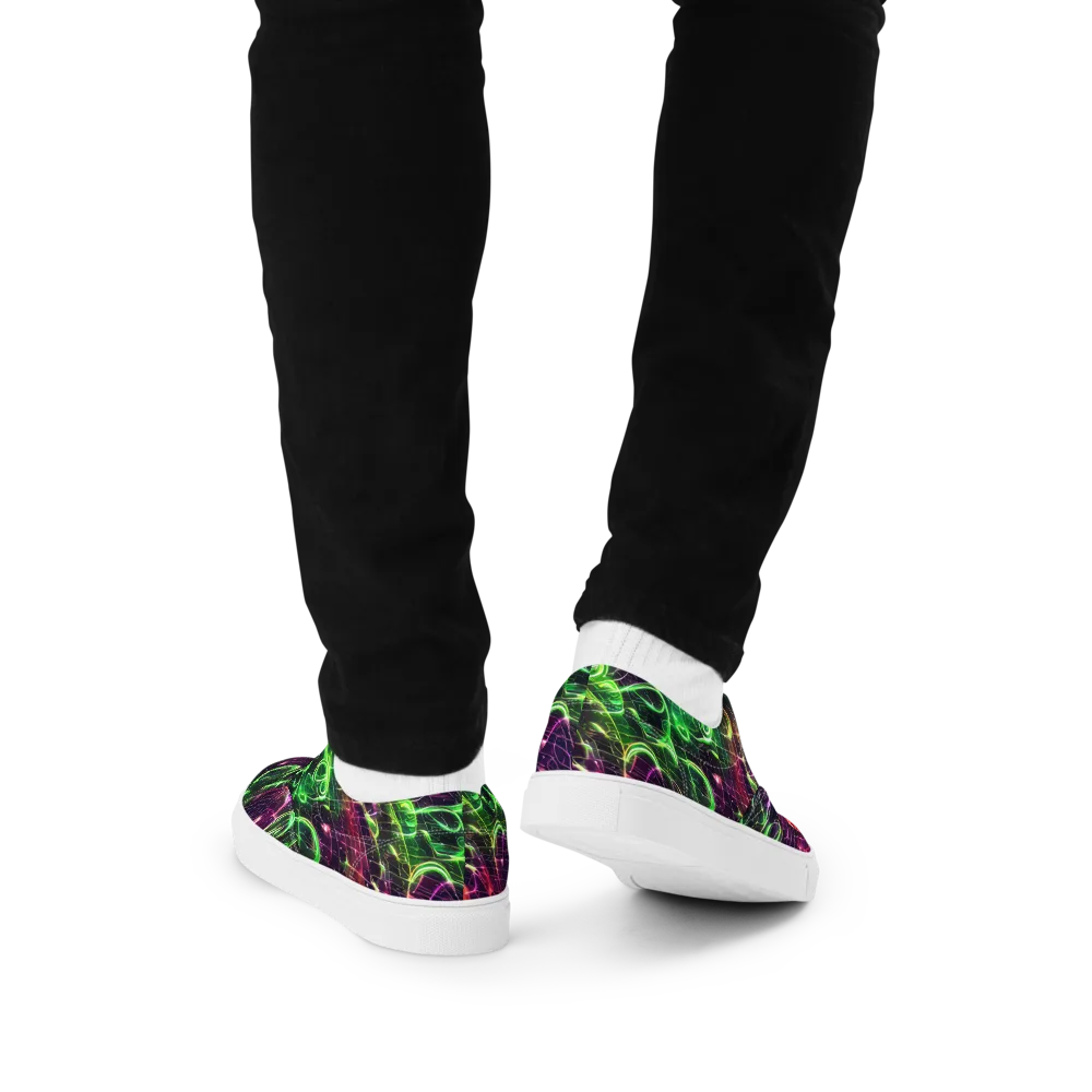 Quantum Ribbons on Men's Lace-Up Canvas Shoes — Back