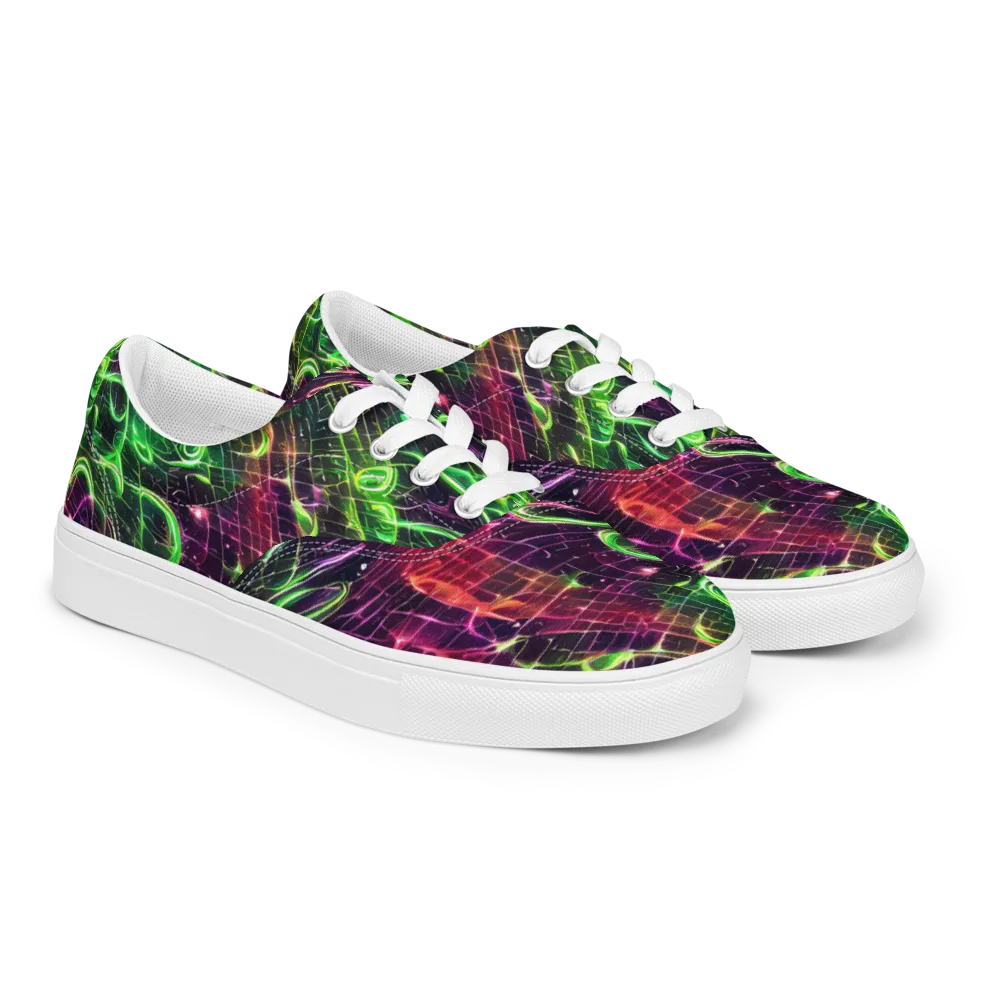 Quantum Ribbons on Men's Lace-Up Canvas Shoes — Right Front