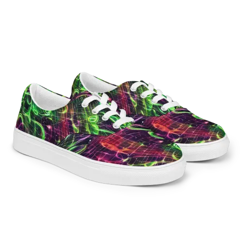 Quantum Ribbons on a Men's Lace-Up Canvas Shoes
